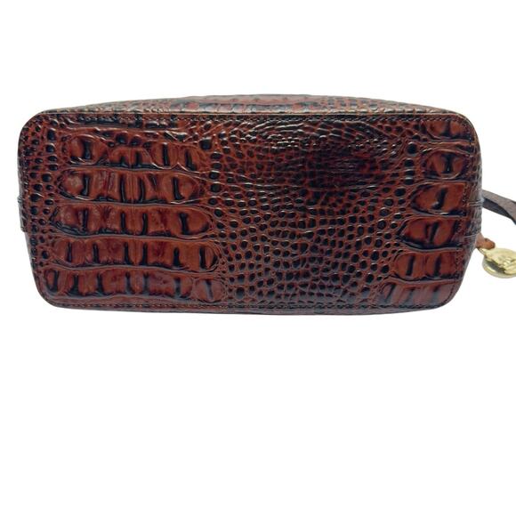 Brahmin Mini Duxbury Melbourne Croc Embossed Black / Brown Leather Crossbody - Picture 4 of 16
